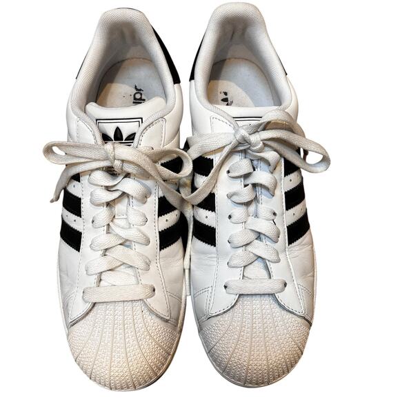 Adidas Original Superstar Shell Toe Cap White Black Leather Sneakers Men's 9 - Picture 1 of 9